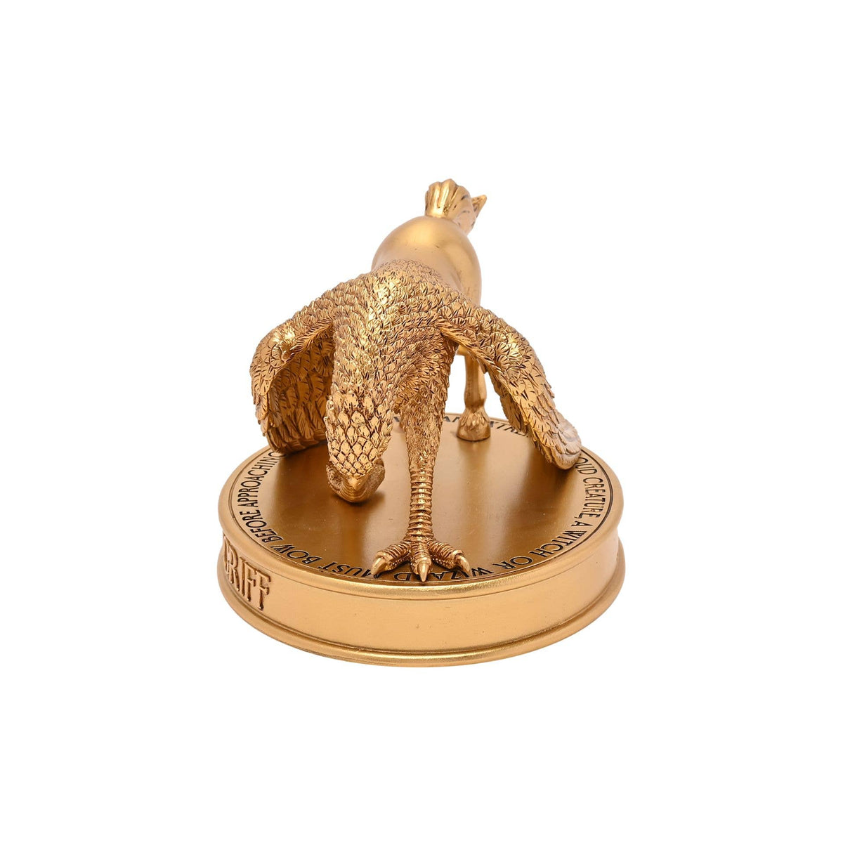 Figurine dorée Harry Potter de Buck l'hippogriffe en posture noble, décoration à poser