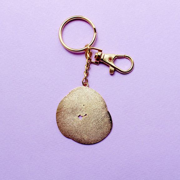 Porte-clés émail doré Glitter Punk 40 mm, trio de chats endormis soleil, lune et étoiles