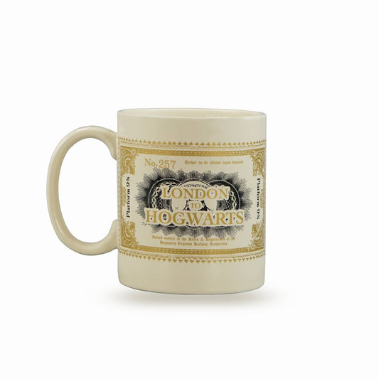 Mug céramique Harry Potter Half Moon Bay, ticket de train London to Hogwarts à détails dorés