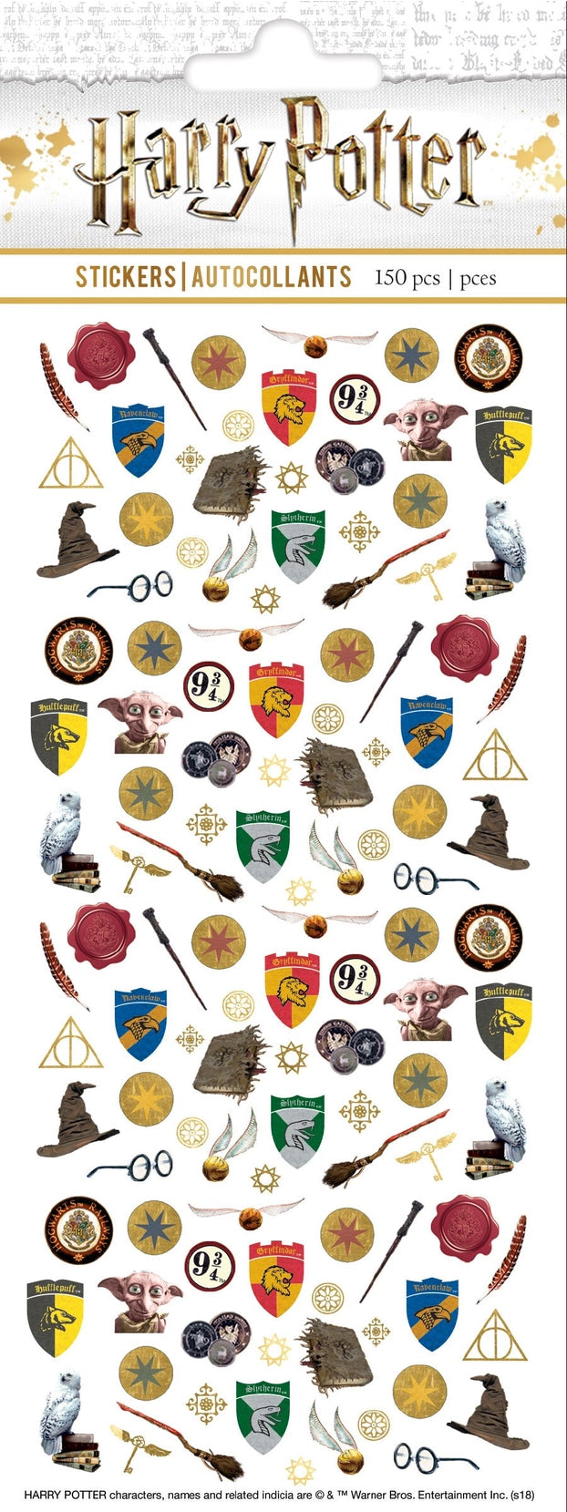 Lot de 242 mini stickers Harry Potter, blasons des quatre maisons et symboles de Poudlard