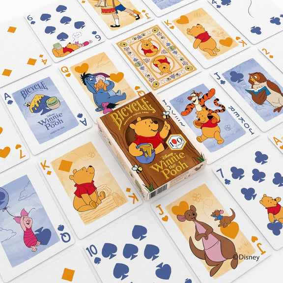 Jeu de cartes Bicycle Winnie l'Ourson, licence officielle Disney, fond crème