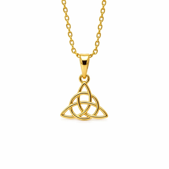 Collier Triquetra plaqué or, pendentif celtique à trois arcs entrelacés