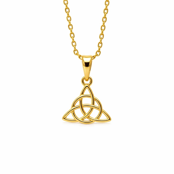 Collier Triquetra plaqué or, pendentif celtique à trois arcs entrelacés