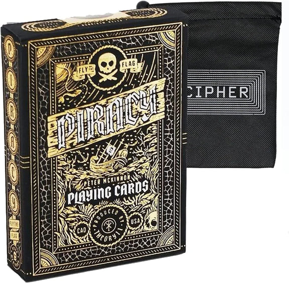 Jeu de cartes Piracy de Theory11 à impression métallisée or et argent, étui et cartes personnalisées