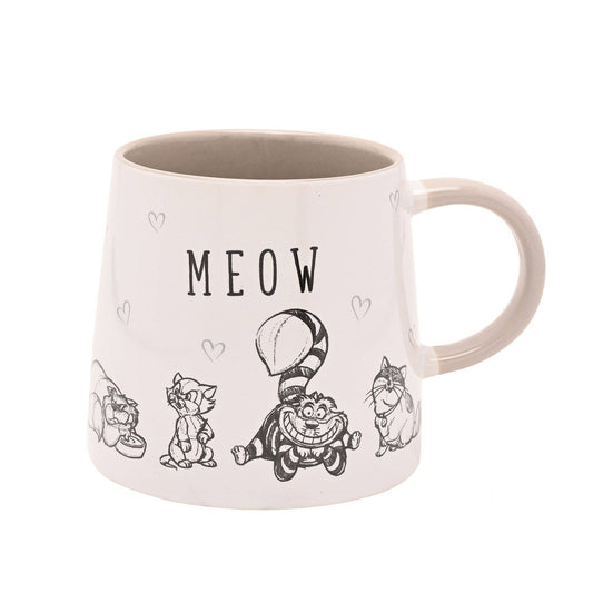 Mug Disney Chats & Chiens en céramique blanche avec chats illustrés et inscription MEOW