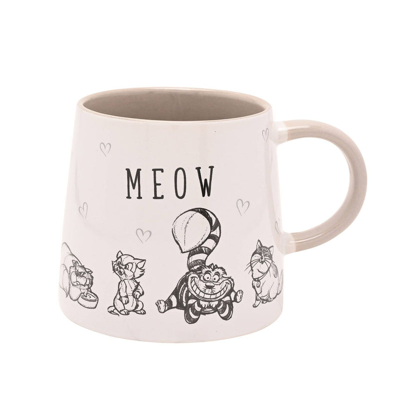 Mug Disney Chats & Chiens en céramique blanche avec chats illustrés et inscription MEOW