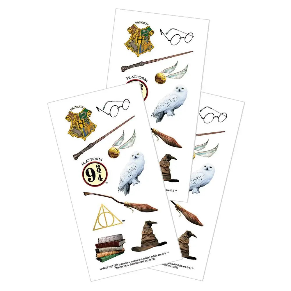 Lot de 3 planches de stickers Harry Potter avec Hedwige, Choixpeau, Vif d'or et voie 9¾