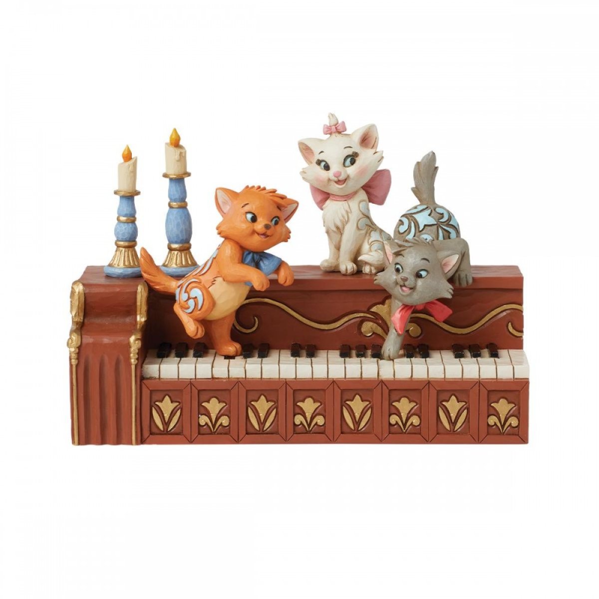 Figurine Disney Traditions Jim Shore des Aristochats Marie, Berlioz et Toulouse sur le piano