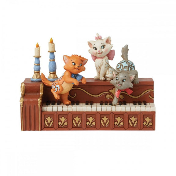 Figurine Disney Traditions Jim Shore des Aristochats Marie, Berlioz et Toulouse sur le piano