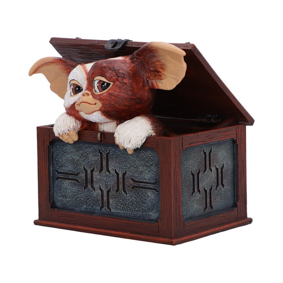 Figurine Nemesis Now de Gizmo le Mogwaï soulevant le couvercle d'une boîte, Gremlins