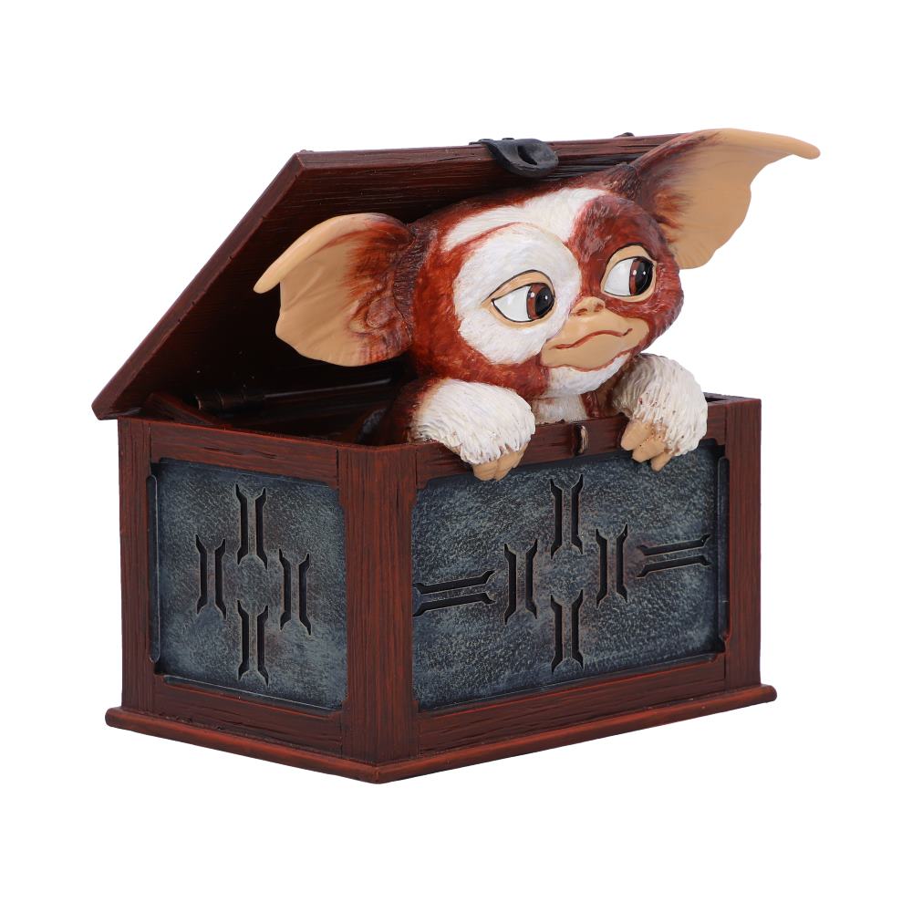 Figurine Nemesis Now de Gizmo le Mogwaï soulevant le couvercle d'une boîte, Gremlins