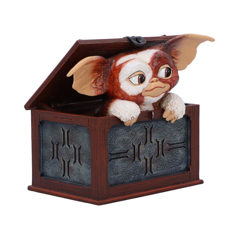 Figurine Nemesis Now de Gizmo le Mogwaï soulevant le couvercle d'une boîte, Gremlins