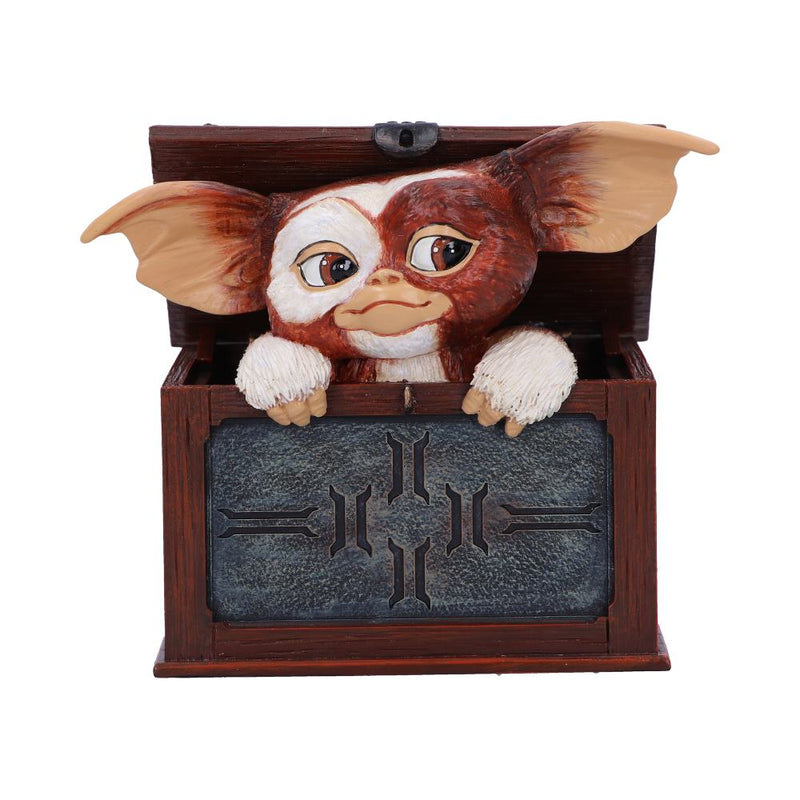 Figurine Nemesis Now de Gizmo le Mogwaï soulevant le couvercle d'une boîte, Gremlins
