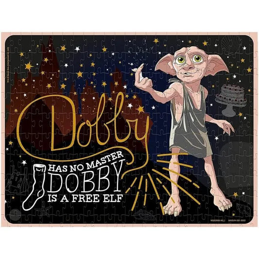 Puzzle Harry Potter 250 pièces avec Dobby l'elfe libre sur fond étoilé et sa citation culte