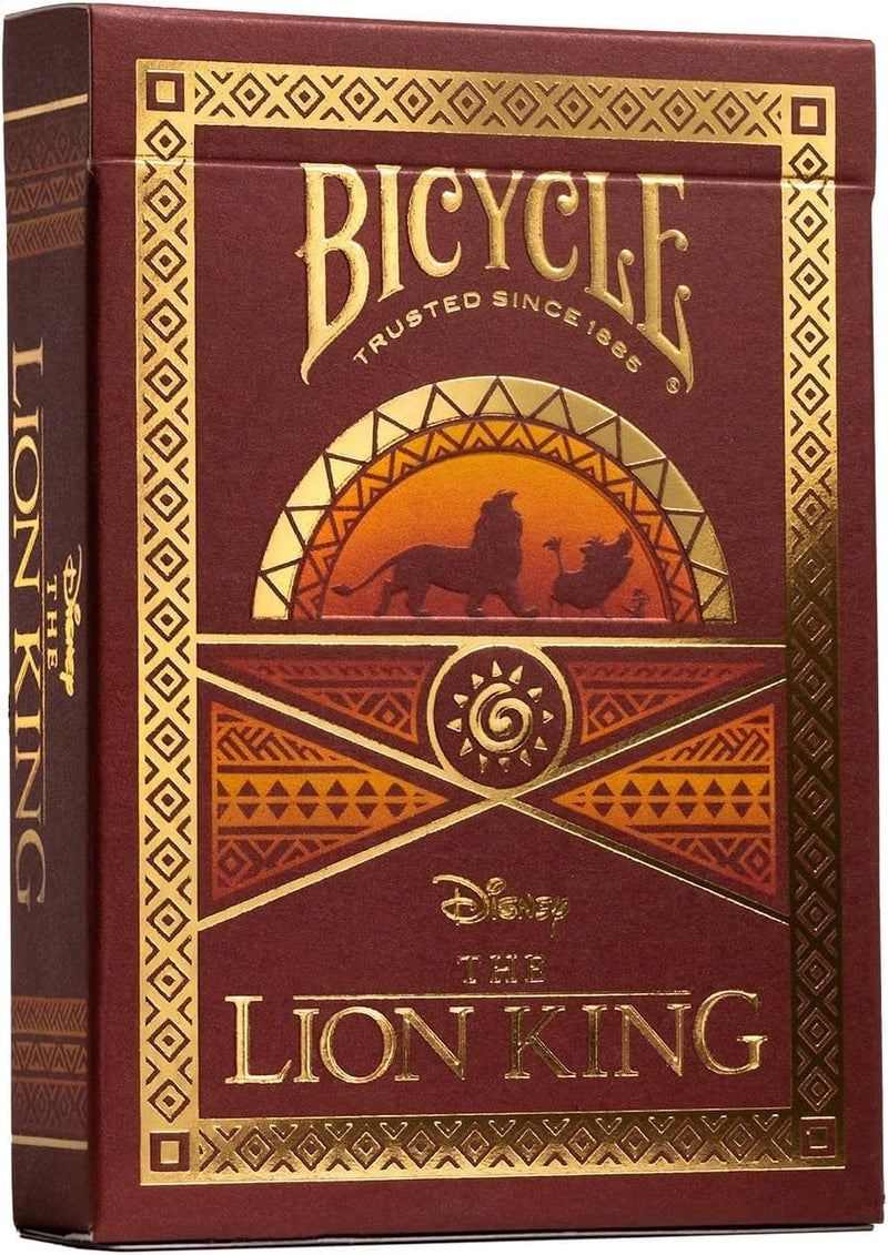 Jeu de cartes Bicycle Disney Le Roi Lion édition dorée avec Simba, Timon et Pumbaa