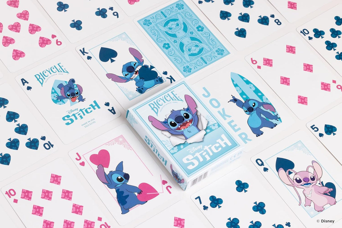 Jeu de cartes Bicycle Disney Stitch design Ohana aux couleurs pastel