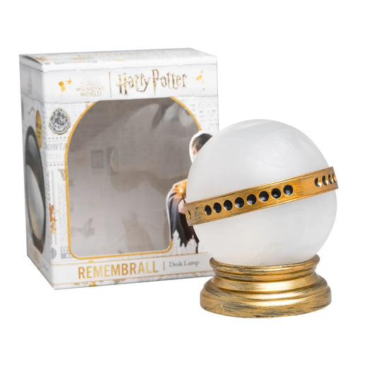 Lampe Harry Potter Rapeltout, sphère lumineuse translucide sur base dorée, LED deux modes