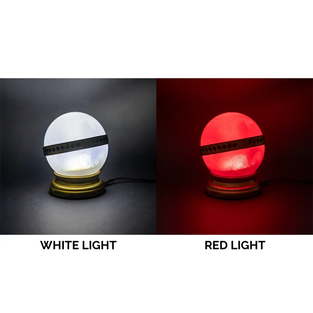 Lampe Harry Potter Rapeltout, sphère lumineuse translucide sur base dorée, LED deux modes