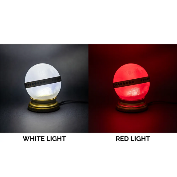 Lampe Harry Potter Rapeltout, sphère lumineuse translucide sur base dorée, LED deux modes
