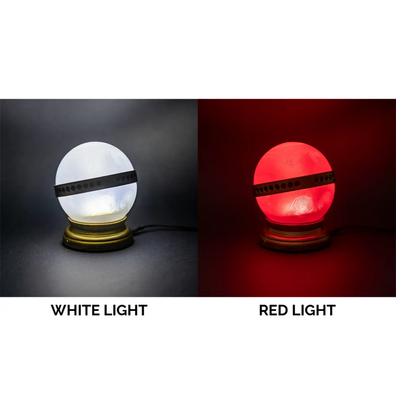 Lampe Harry Potter Rapeltout, sphère lumineuse translucide sur base dorée, LED deux modes