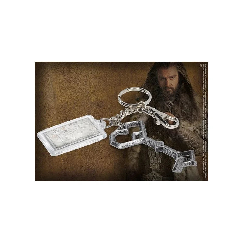Porte-clés Noble Collection clé de Thorin en métal et carte de Thrór, Le Hobbit