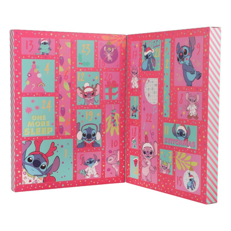 Calendrier de l'Avent Disney Stitch avec 24 cases colorées, surprises papeterie et accessoires