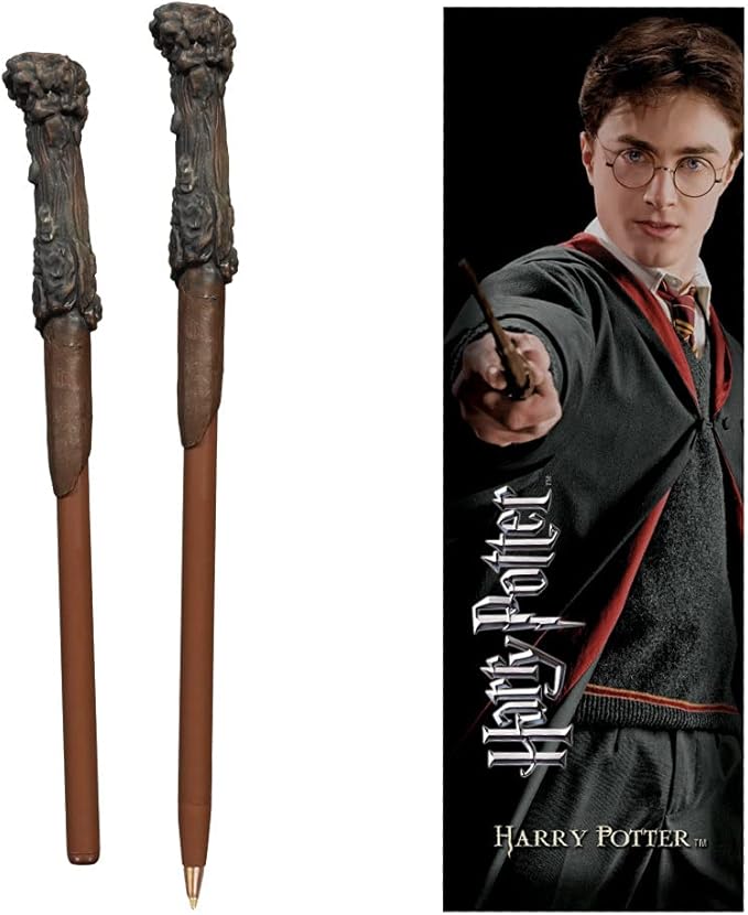 Stylo baguette magique Harry Potter à manche texturé avec marque-page assorti