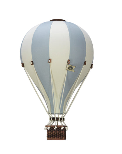 Montgolfière décorative moyen modèle en tissu et bois à suspendre, plusieurs coloris, esprit vintage
