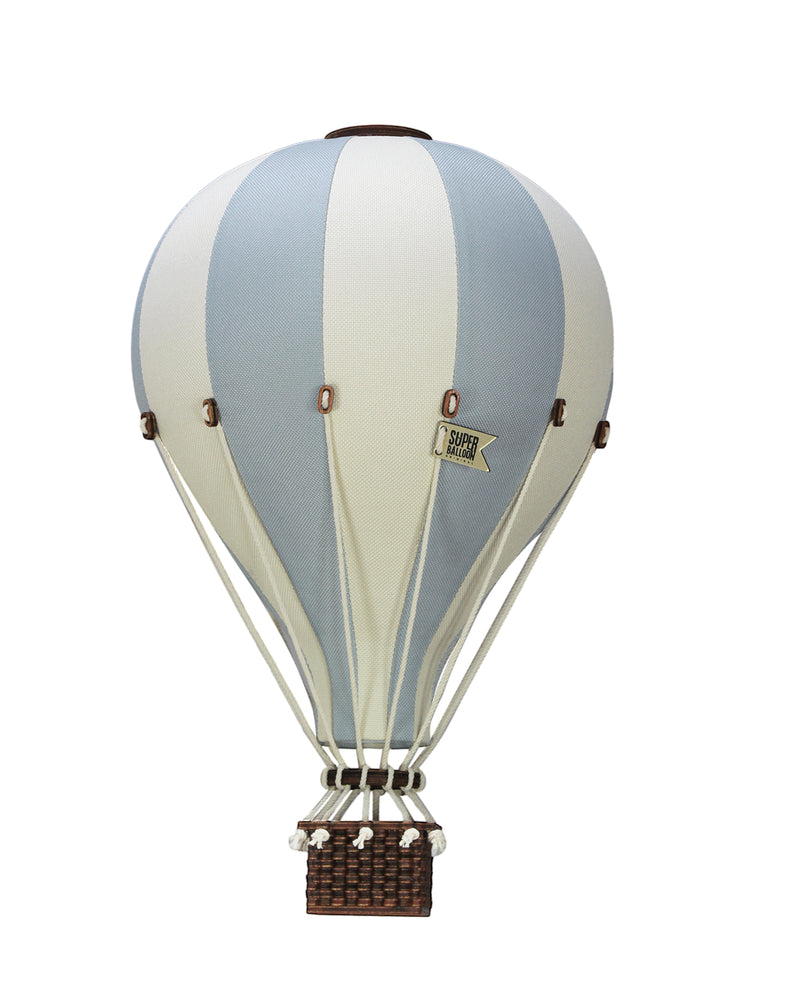 Montgolfière décorative moyen modèle en tissu et bois à suspendre, plusieurs coloris, esprit vintage