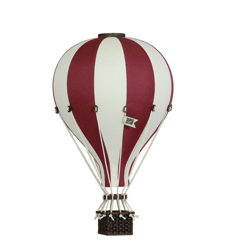 Montgolfière décorative petit modèle en tissu et bois à suspendre, style voyage à la Jules Verne