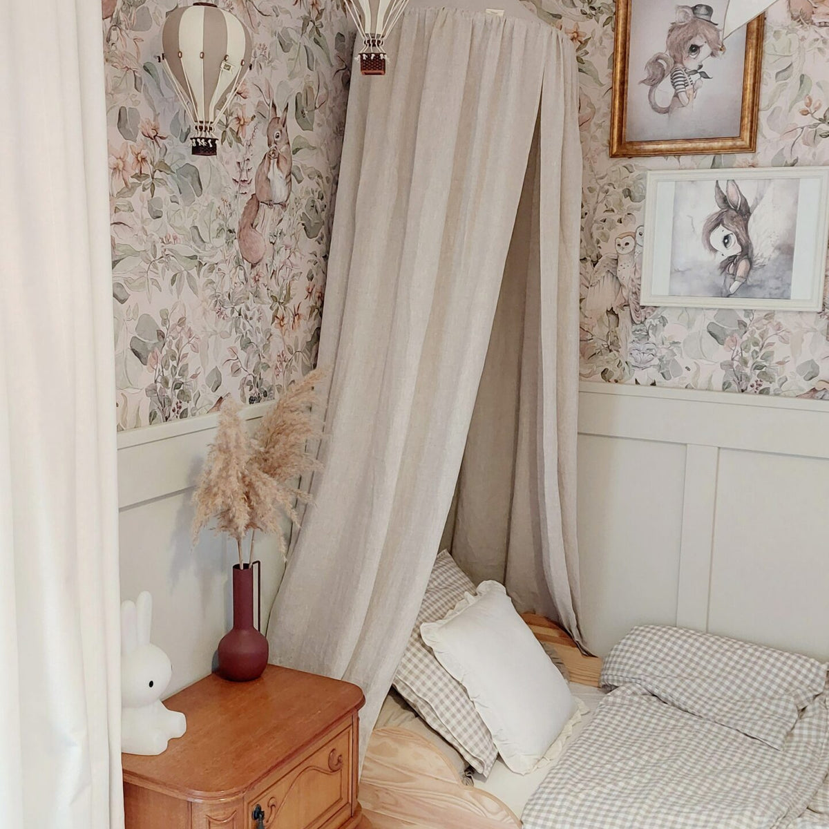 Montgolfière décorative petit modèle en tissu et bois à suspendre, style voyage à la Jules Verne