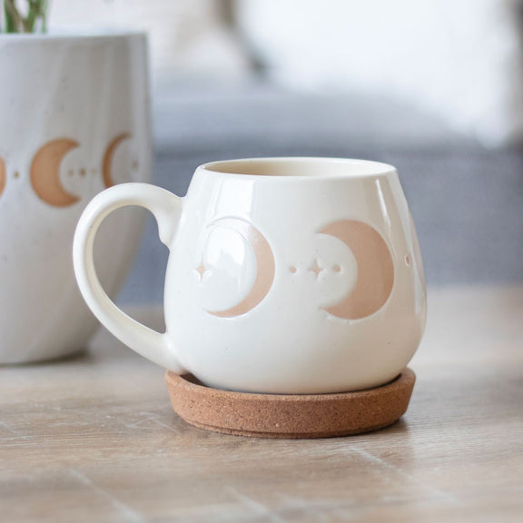 Mug rond en céramique décoré d'un motif de phases de lune, contenance 500 ml