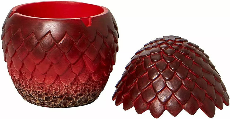 Boîte Enesco Game of Thrones en forme d'œuf de dragon aux écailles sculptées et dégradé rouge flamboyant