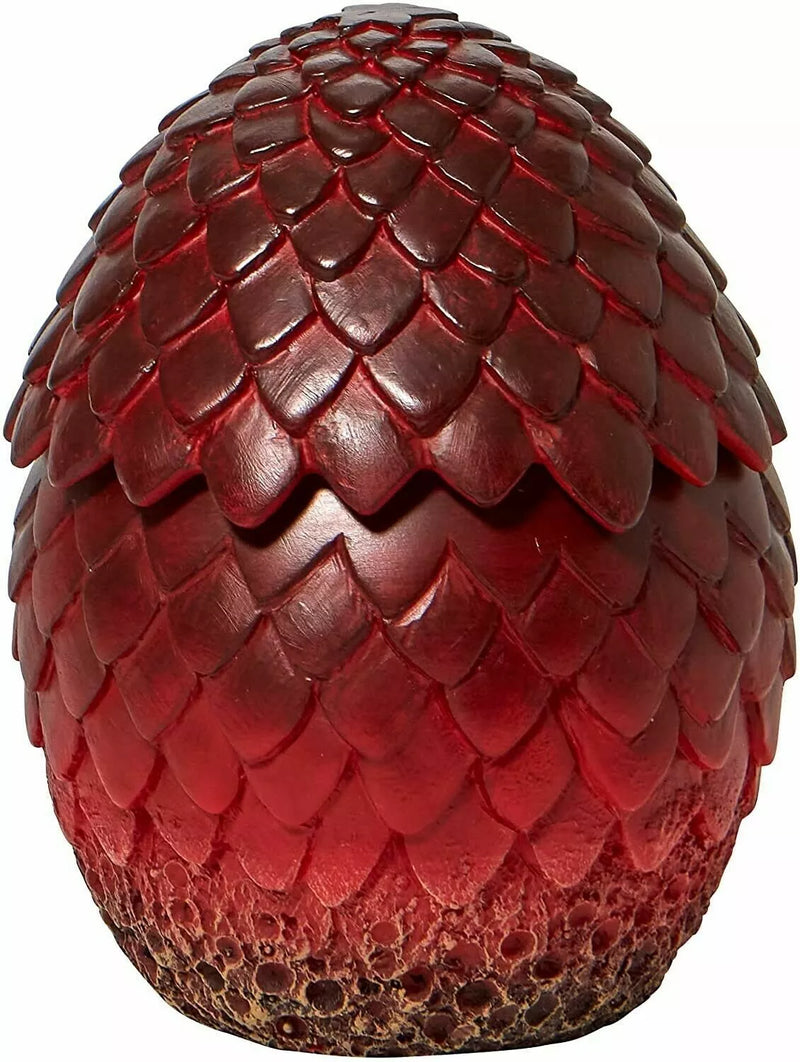 Boîte Enesco Game of Thrones en forme d'œuf de dragon aux écailles sculptées et dégradé rouge flamboyant