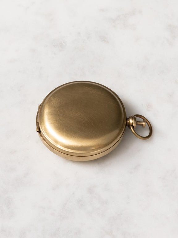 Miroir de poche rond en laiton vieilli 4,5 cm gravé I Love You