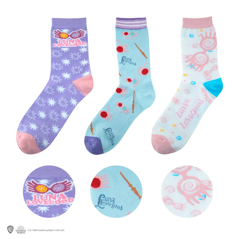 Lot de 3 paires de chaussettes Harry Potter Luna Lovegood colorées, taille 35 à 45