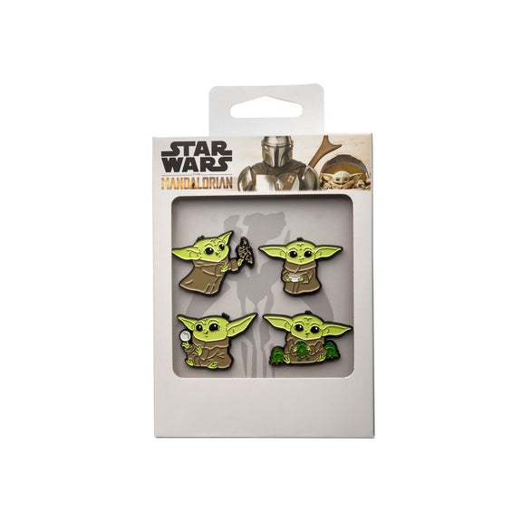 Pack de 4 pin's Star Wars Grogu The Mandalorian dans quatre attitudes différentes