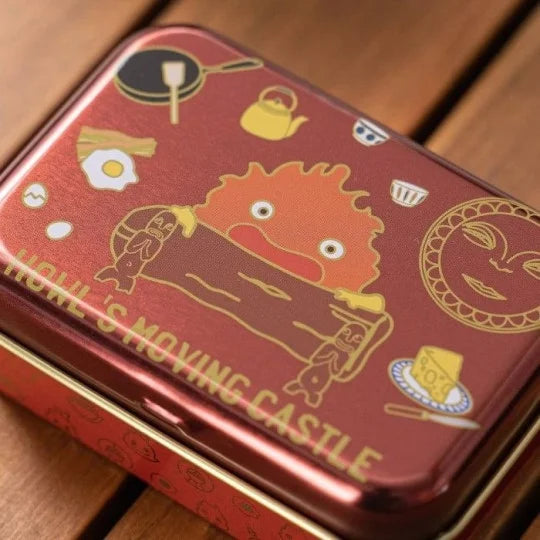 Petite boîte en métal rouge Calcifer Le Château Ambulant, officielle Studio Ghibli