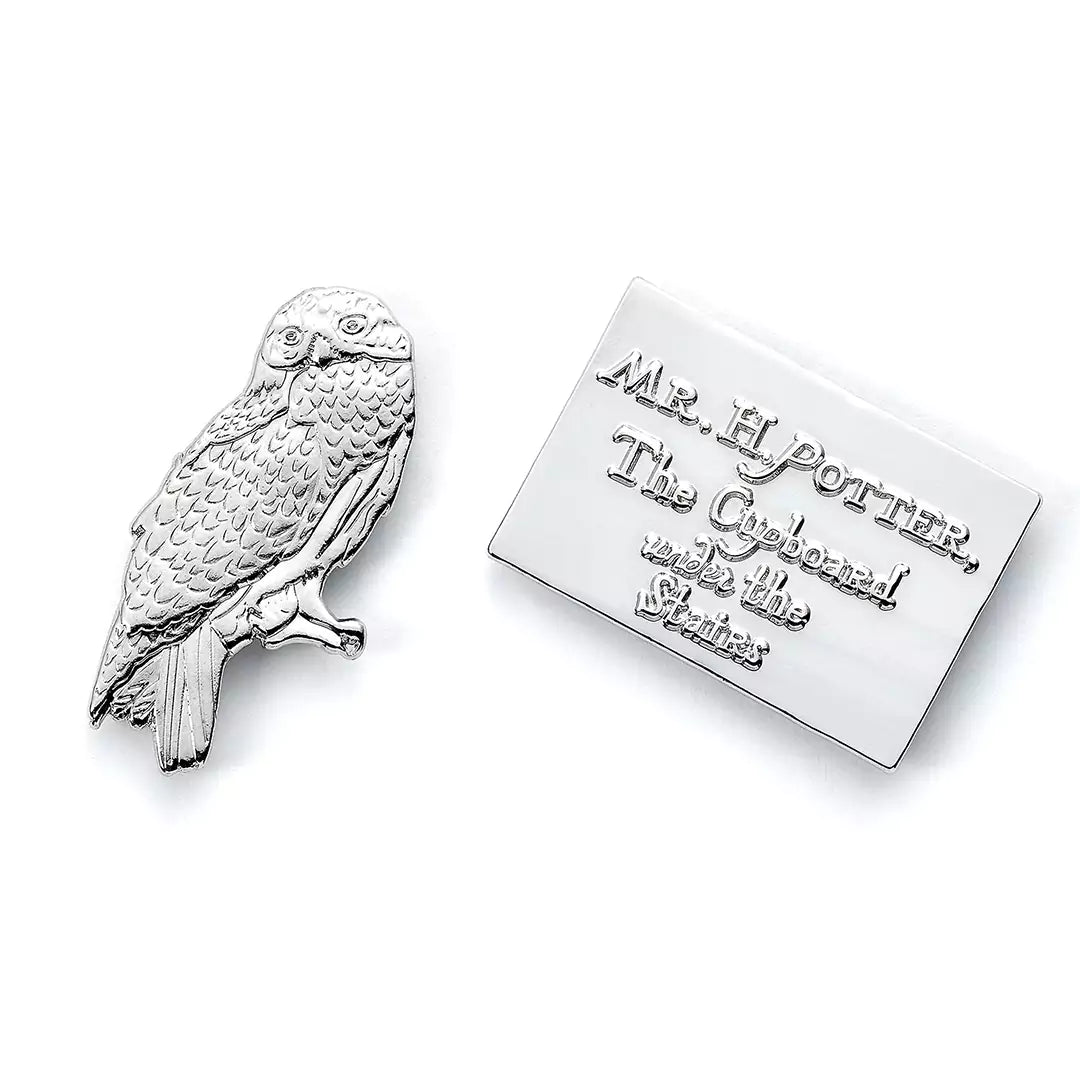 Pin's argenté Harry Potter Hedwige avec lettre d'admission à Poudlard