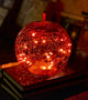 Grande pomme lumineuse en verre rouge craquelé à 20 LED, inspiration Blanche-Neige
