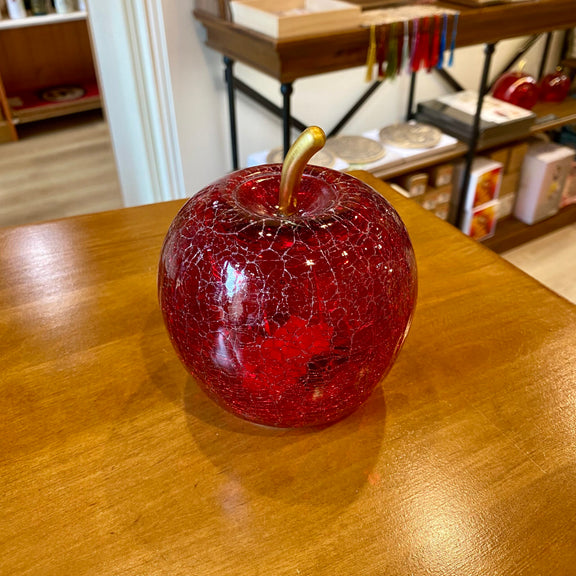 Grande pomme lumineuse en verre rouge craquelé à 20 LED, inspiration Blanche-Neige