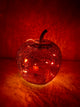 Petite pomme lumineuse en verre rouge craquelé à LED, inspiration Blanche-Neige
