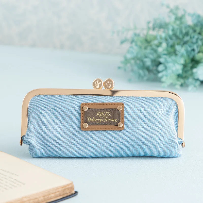 Porte-monnaie trousse Jiji Fleur Bleue Studio Ghibli avec chat noir Jiji et fermoir doré