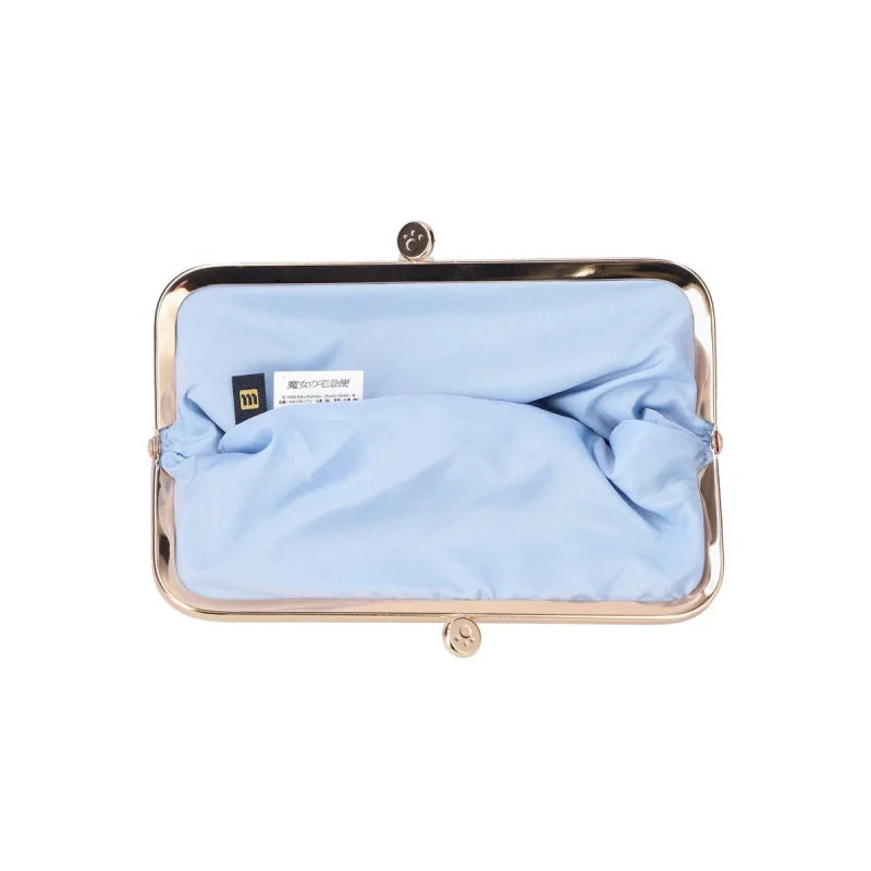 Porte-monnaie trousse Jiji Fleur Bleue Studio Ghibli avec chat noir Jiji et fermoir doré