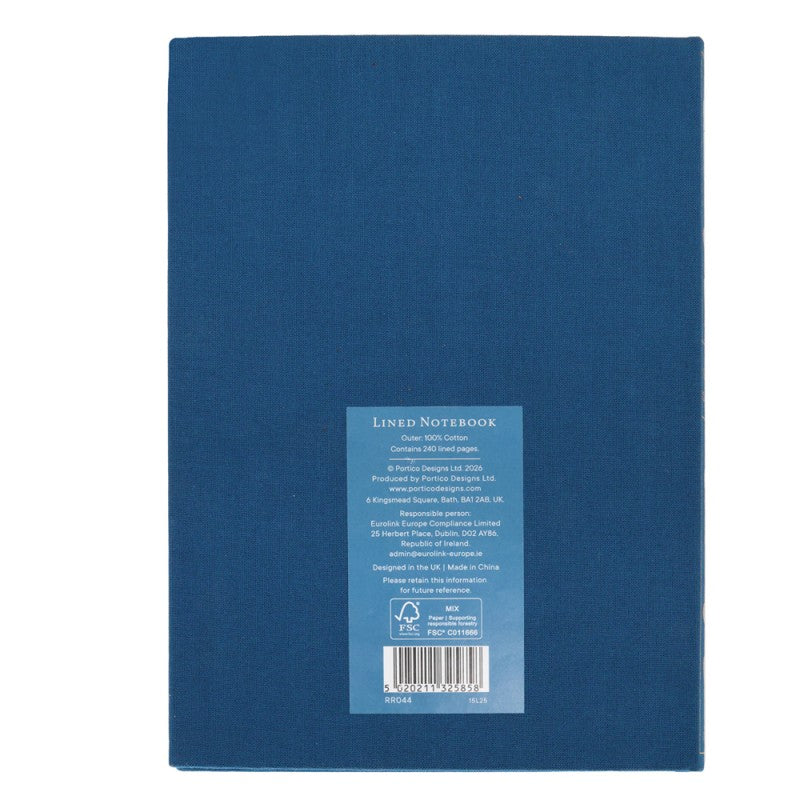Carnet de notes A5 Alice au Pays des Merveilles, couverture en tissu bleu brodée