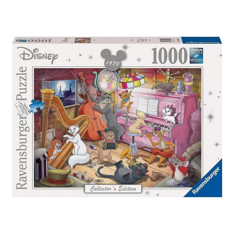 Puzzle Ravensburger 1000 pièces Disney Les Aristochats, Duchesse et O'Malley en répétition de jazz