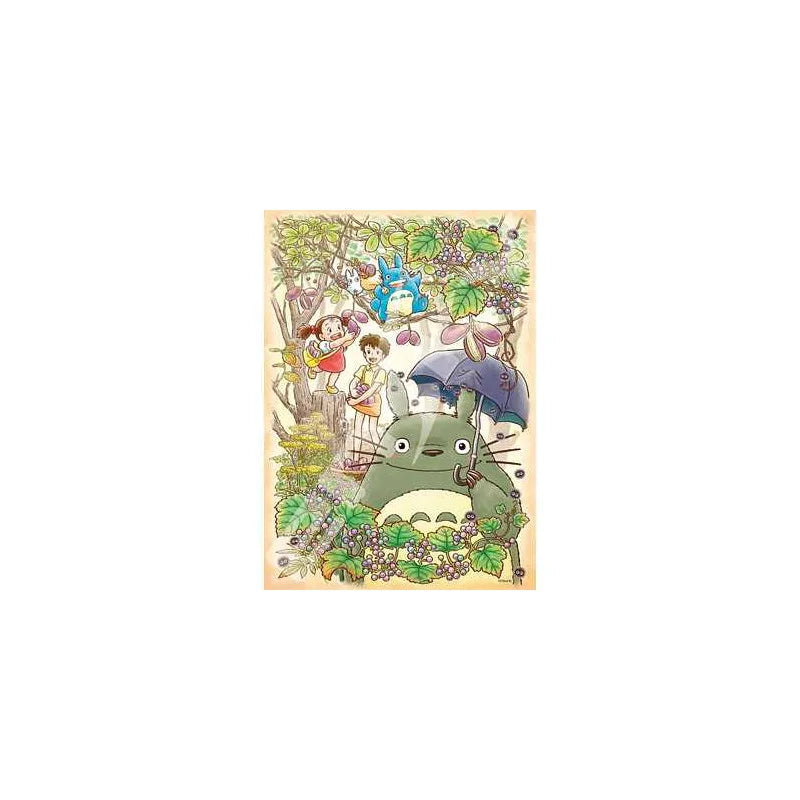 Puzzle 500 pièces Totoro La Récolte Studio Ghibli, Totoro au parapluie avec Mei et Satsuki