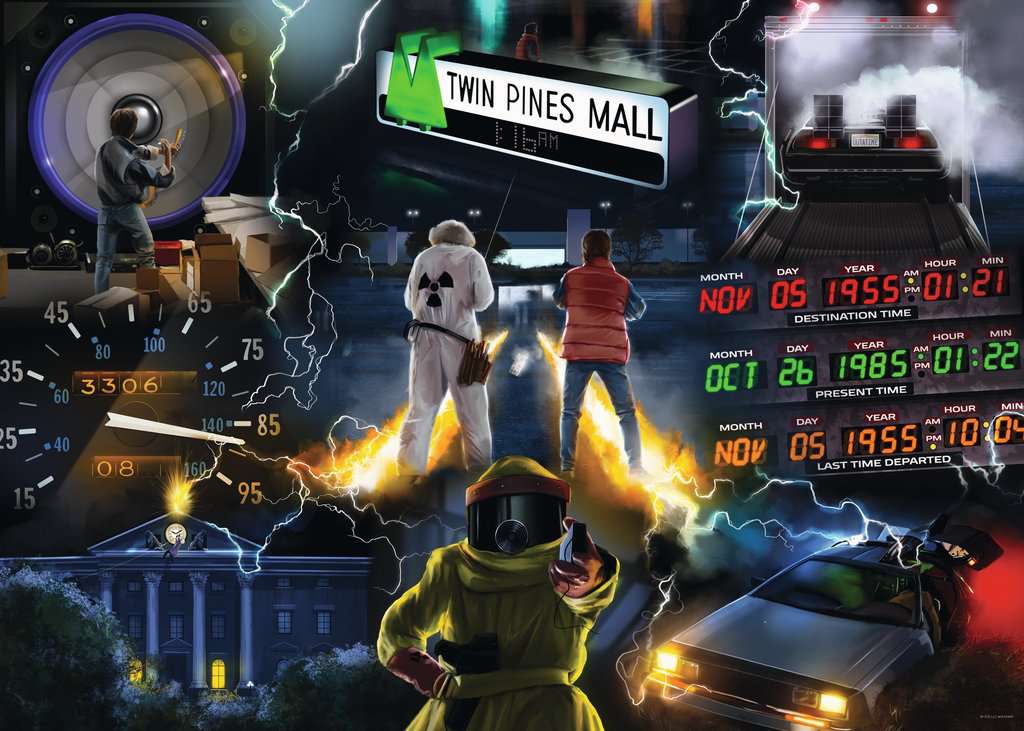 Puzzle Ravensburger Retour vers le Futur 1000 pièces avec la DeLorean, Marty McFly et Doc Brown