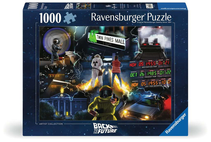 Puzzle Ravensburger Retour vers le Futur 1000 pièces avec la DeLorean, Marty McFly et Doc Brown