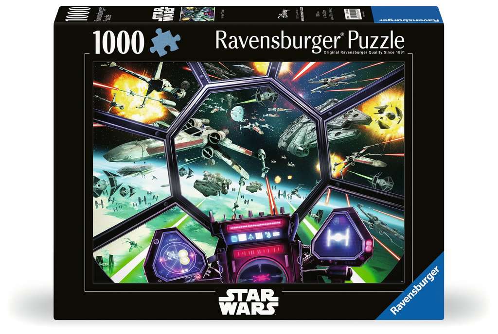 Puzzle Star Wars Ravensburger 1000 pièces, bataille spatiale avec X-Wings et Faucon Millenium